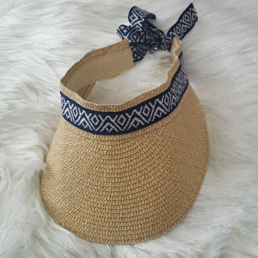 Sun hat/visor with ribbon